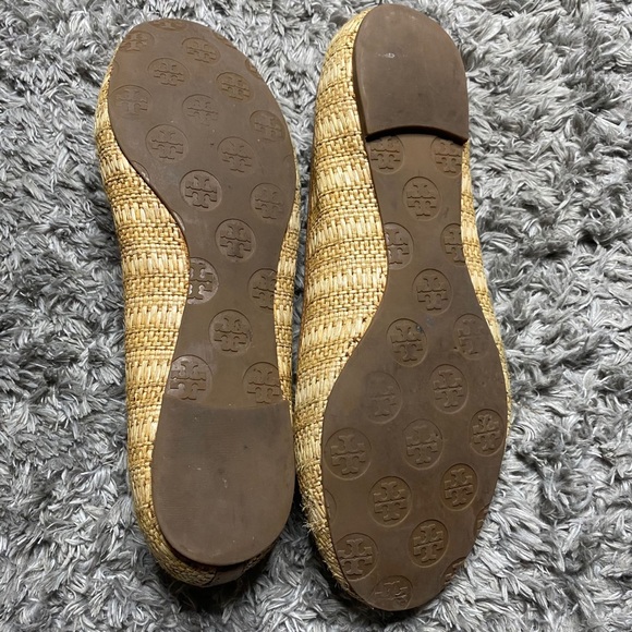 TORY BURCH Reva Ballet Flats Shoes Natural Woven Raffia Straw - Picture 5 of 8